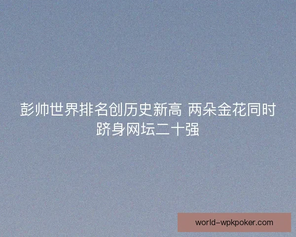 彭帅世界排名创历史新高 两朵金花同时跻身网坛二十强 彭帅世界排名创历史新高 两朵金花同时跻身网坛二十强